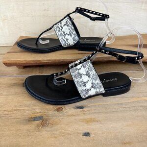 Donald Pliner Snake Leather Sandals Rhinestones‎ 7.5 Jeweled